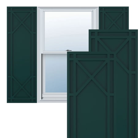 Ekena Millwork 18"W x 77"H True Fit PVC Bungalow Fixed Mount Shutters, Thermal Green (Per Pair - Hardware Not Included)