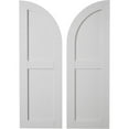 thumbnail image 1 of Ekena Millwork 18"W x 82"H (64" Low Side) Timberthane Smooth Two Equal Flat Panel w/Quarter Round Arch Top Faux Wood Shutters (Per Pair), Primed Tan, 1 of 6