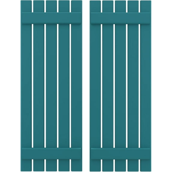 Ekena Millwork 19 1/2"W x 32"H Americraft Five Board (2 Batten) Exterior Real Wood Spaced Board-n-Batten Shutters (Per Pair), Antigua