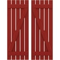 thumbnail image 1 of Ekena Millwork 19 1/2"W x 34"H Americraft Five Board (2 Batten) Exterior Real Wood Spaced Board-n-Batten Shutters w/ Z-Bar (Per Pair), Fire Red, 1 of 10