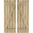 thumbnail image 1 of Ekena Millwork 19 1/2"W x 37"H Americraft Five Board (2 Batten) Exterior Real Wood Spaced Board-n-Batten Shutters w/ Z-Bar (Per Pair), Unfinished, 1 of 10