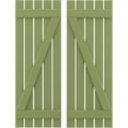 thumbnail image 1 of Ekena Millwork 19 1/2"W x 38"H Americraft Five Board (2 Batten) Exterior Real Wood Spaced Board-n-Batten Shutters w/ Z-Bar (Per Pair), Moss Green, 1 of 10