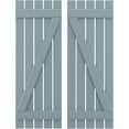 thumbnail image 1 of Ekena Millwork 19 1/2"W x 38"H Americraft Five Board (2 Batten) Exterior Real Wood Spaced Board-n-Batten Shutters w/ Z-Bar (Per Pair), Peaceful Blue, 1 of 10