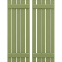 Ekena Millwork 19 1/2"W x 40"H Americraft Five Board (2 Batten) Exterior Real Wood Spaced Board-n-Batten Shutters (Per Pair), Moss Green