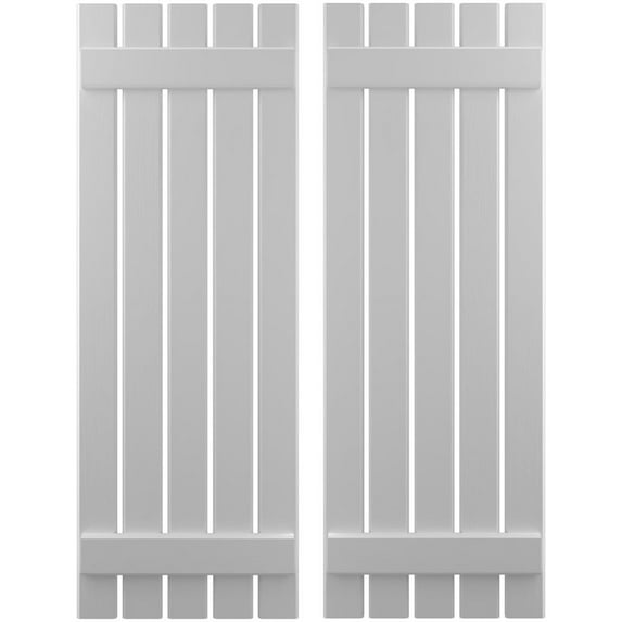 Ekena Millwork 19 1/2"W x 43"H Americraft Five Board (2 Batten) Exterior Real Wood Spaced Board-n-Batten Shutters (Per Pair), Primed