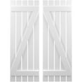 thumbnail image 1 of Ekena Millwork 19 1/2"W x 48"H Americraft Five Board (2 Batten) Exterior Real Wood Spaced Board-n-Batten Shutters w/ Z-Bar (Per Pair), White, 1 of 10