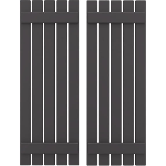 Ekena Millwork 19 1/2"W x 52"H Americraft Five Board (2 Batten) Exterior Real Wood Spaced Board-n-Batten Shutters (Per Pair), Shadow Mountain