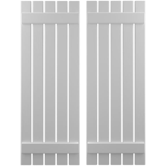 Ekena Millwork 19 1/2"W x 55"H Americraft Five Board (2 Batten) Exterior Real Wood Spaced Board-n-Batten Shutters (Per Pair), Primed