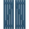 thumbnail image 1 of Ekena Millwork 19 1/2"W x 56"H Americraft Five Board (2 Batten) Exterior Real Wood Spaced Board-n-Batten Shutters w/ Z-Bar (Per Pair), Sojourn Blue, 1 of 10