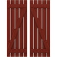 thumbnail image 1 of Ekena Millwork 19 1/2"W x 61"H Americraft Five Board (2 Batten) Exterior Real Wood Spaced Board-n-Batten Shutters w/ Z-Bar (Per Pair), Pepper Red, 1 of 10