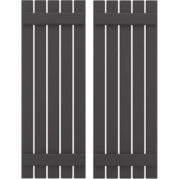 Ekena Millwork 19 1/2"W x 63"H Americraft Five Board (2 Batten) Exterior Real Wood Spaced Board-n-Batten Shutters (Per Pair), Shadow Mountain