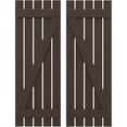 thumbnail image 1 of Ekena Millwork 19 1/2"W x 68"H Americraft Five Board (2 Batten) Exterior Real Wood Spaced Board-n-Batten Shutters w/ Z-Bar (Per Pair), Raisin Brown, 1 of 10