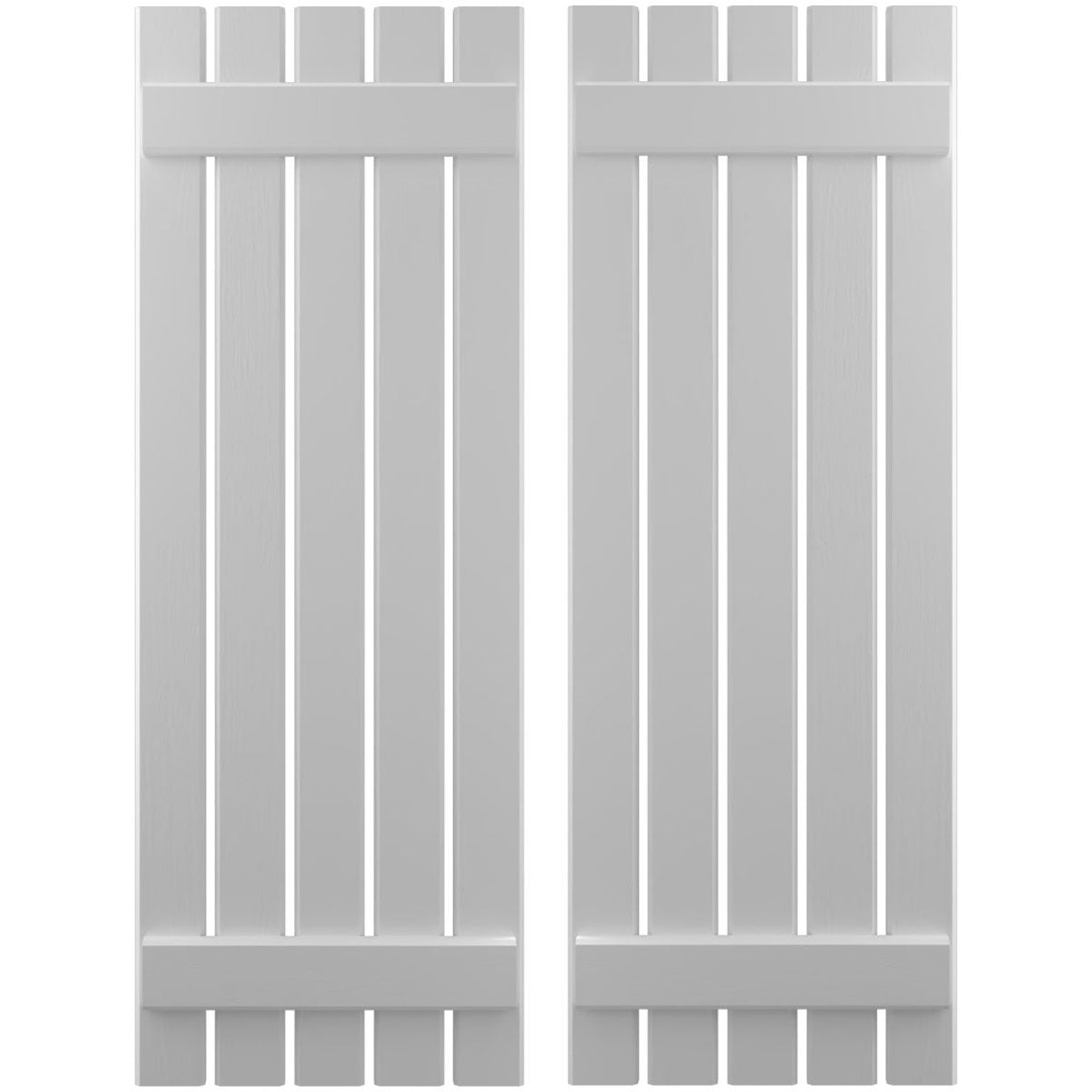 Ekena Millwork 19 1/2"W x 71"H Americraft Five Board (2 Batten) Exterior Real Wood Spaced Board-n-Batten Shutters (Per Pair), Primed