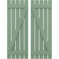 thumbnail image 1 of Ekena Millwork 19 1/2"W x 75"H Americraft Five Board (2 Batten) Exterior Real Wood Spaced Board-n-Batten Shutters w/ Z-Bar (Per Pair), Track Green, 1 of 10