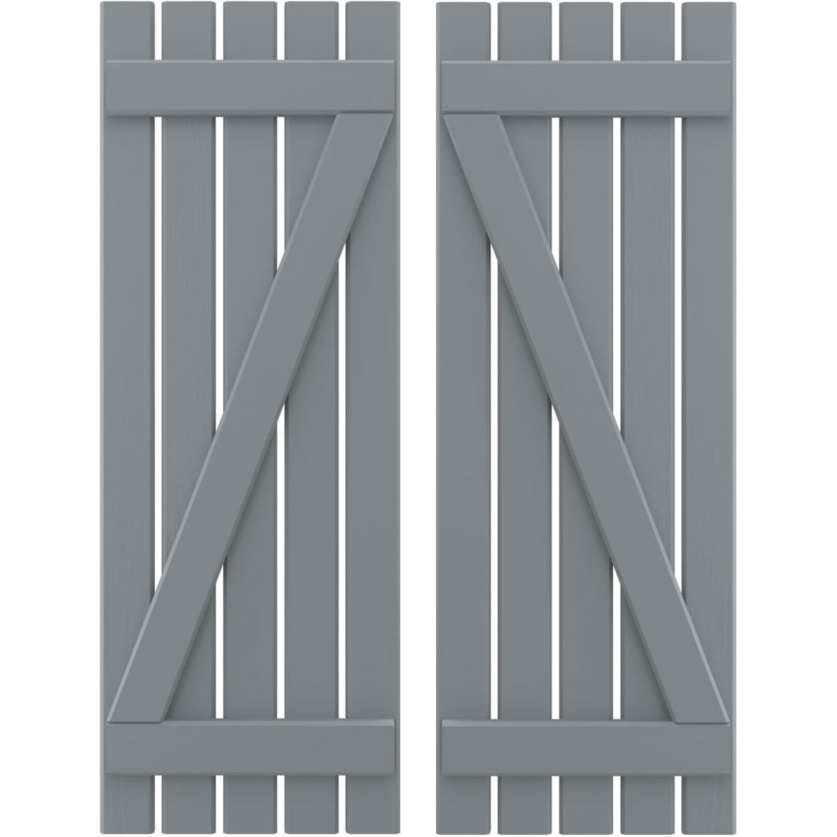 Ekena Millwork 19 1/2"W x 78"H Americraft Five Board (2 Batten) Exterior Real Wood Spaced Board-n-Batten Shutters w/ Z-Bar (Per Pair), Ocean Swell