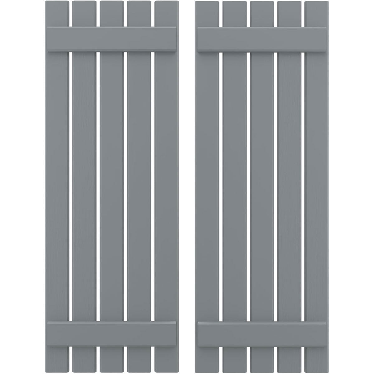 Ekena Millwork 19 1/2"W x 79"H Americraft Five Board (2 Batten) Exterior Real Wood Spaced Board-n-Batten Shutters (Per Pair), Ocean Swell