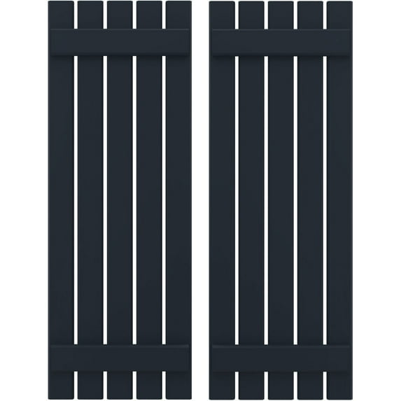 Ekena Millwork 19 1/2"W x 81"H Americraft Five Board (2 Batten) Exterior Real Wood Spaced Board-n-Batten Shutters (Per Pair), Starless Night Blue
