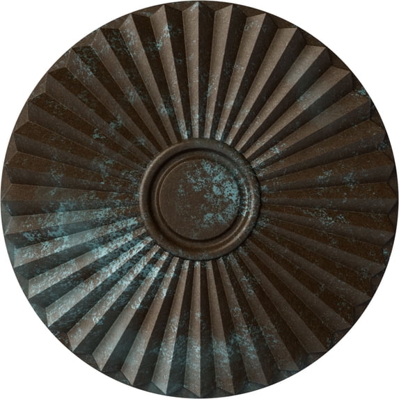 Ekena Millwork 19 3/4"OD x 1 3/8"P Shakuras Ceiling Medallion (For Canopies up to 5"), Hand-Painted Bronze Blue Patina