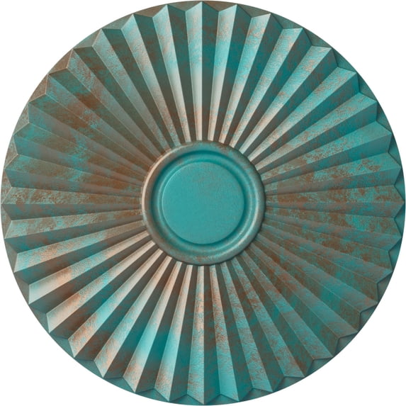 Ekena Millwork 19 3/4"OD x 1 3/8"P Shakuras Ceiling Medallion (For Canopies up to 5"), Hand-Painted Copper Green Patina