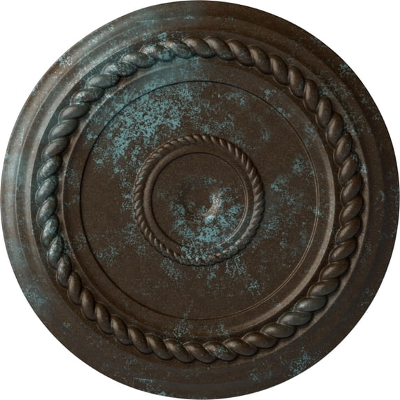 Ekena Millwork 19 5/8"OD x 1 1/2"P Alexandria Rope Ceiling Medallion (Fits Canopies up to 4 5/8"), Hand-Painted Bronze Blue Patina