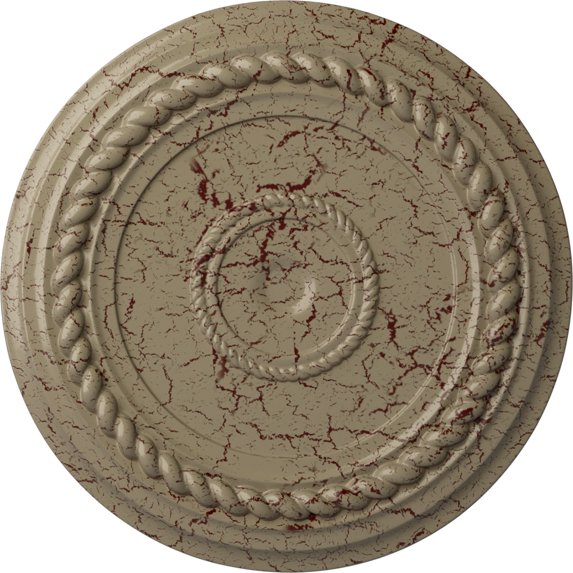 Ekena Millwork 19 5/8"OD x 1 1/2"P Alexandria Rope Ceiling Medallion (Fits Canopies up to 4 5/8"), Hand-Painted Gobi Desert Crackle