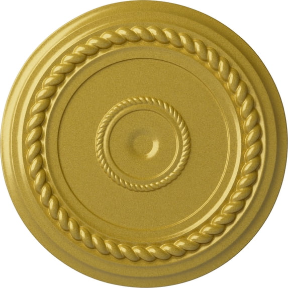 Ekena Millwork 19 5/8"OD x 1 1/2"P Alexandria Rope Ceiling Medallion (Fits Canopies up to 4 5/8"), Hand-Painted Rich Gold
