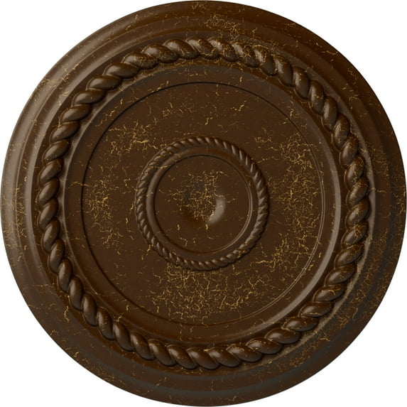 Ekena Millwork 19 5/8"OD x 1 1/2"P Alexandria Rope Ceiling Medallion (Fits Canopies up to 4 5/8"), Hand-Painted Root Beer Crackle
