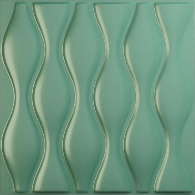 Ekena Millwork 19 5/8"W x 19 5/8"H Ariel EnduraWall Decorative 3D Wall Panel, Universal Pearl Metallic Sea Mist (12-Pack for 32.04 Sq. Ft.)