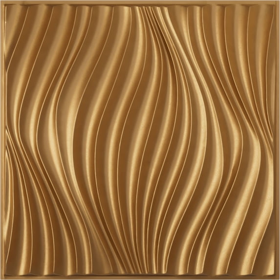 Ekena Millwork 19 5/8"W x 19 5/8"H Billow EnduraWall Decorative 3D Wall Panel, Bright Coat Gold (Covers 2.67 Sq. Ft.)