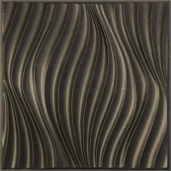Ekena Millwork 19 5/8"W x 19 5/8"H Billow EnduraWall Decorative 3D Wall Panel, Universal Aged Metallic Weathered Steel (12-Pack for 32.04 Sq. Ft.)