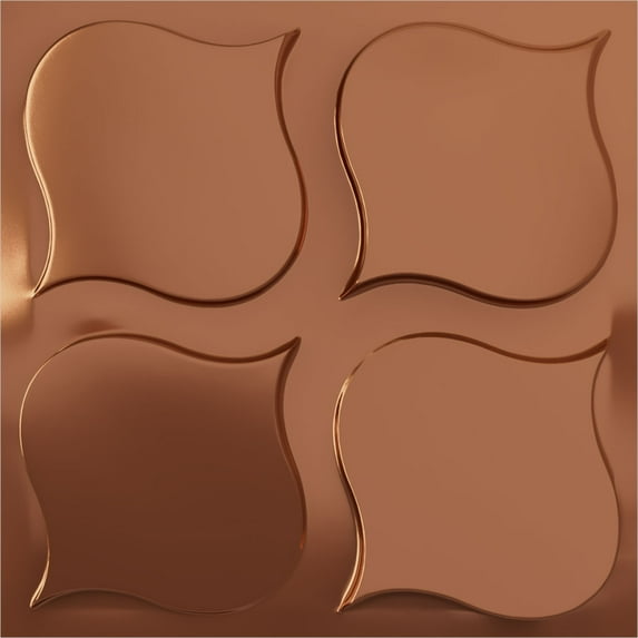 Ekena Millwork 19 5/8"W x 19 5/8"H Clover EnduraWall Decorative 3D Wall Panel, Bright Coat Copper (12-Pack for 32.04 Sq. Ft.)