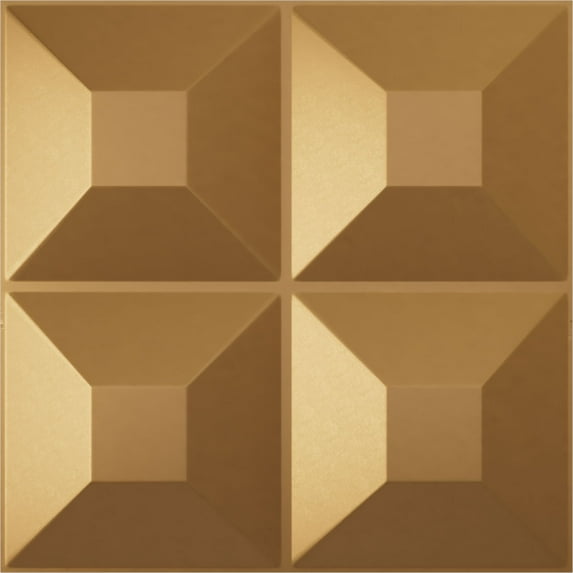 Ekena Millwork 19 5/8"W x 19 5/8"H Foster EnduraWall Decorative 3D Wall Panel, Bright Coat Gold (Covers 2.67 Sq. Ft.)