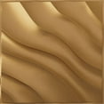 thumbnail image 1 of Ekena Millwork 19 5/8"W x 19 5/8"H Modern Wave EnduraWall Decorative 3D Wall Panel, Bright Coat Gold (12-Pack for 32.04 Sq. Ft.), 1 of 6