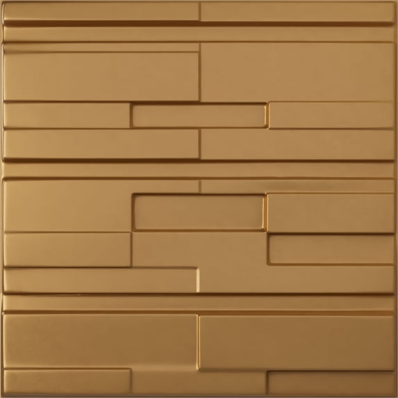 Ekena Millwork 19 5/8"W x 19 5/8"H Offset Brick EnduraWall Decorative 3D Wall Panel, Bright Coat Gold (12-Pack for 32.04 Sq. Ft.)