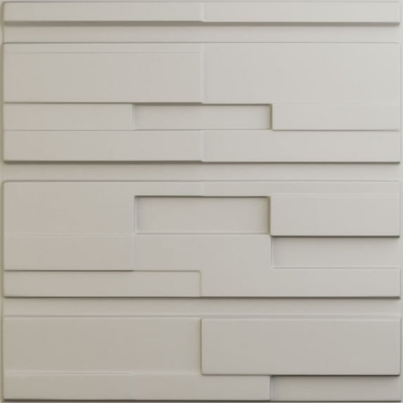 Ekena Millwork 19 5/8"W x 19 5/8"H Offset Brick EnduraWall Decorative 3D Wall Panel, UltraCover Satin Blossom White (Covers 2.67 Sq. Ft.)