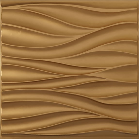 Ekena Millwork 19 5/8"W x 19 5/8"H Ripple EnduraWall Decorative 3D Wall Panel, Bright Coat Gold (Covers 2.67 Sq. Ft.)
