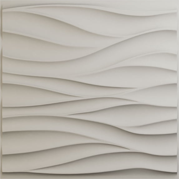 Ekena Millwork 19 5/8"W x 19 5/8"H Ripple EnduraWall Decorative 3D Wall Panel, UltraCover Satin Blossom White (Covers 2.67 Sq. Ft.)