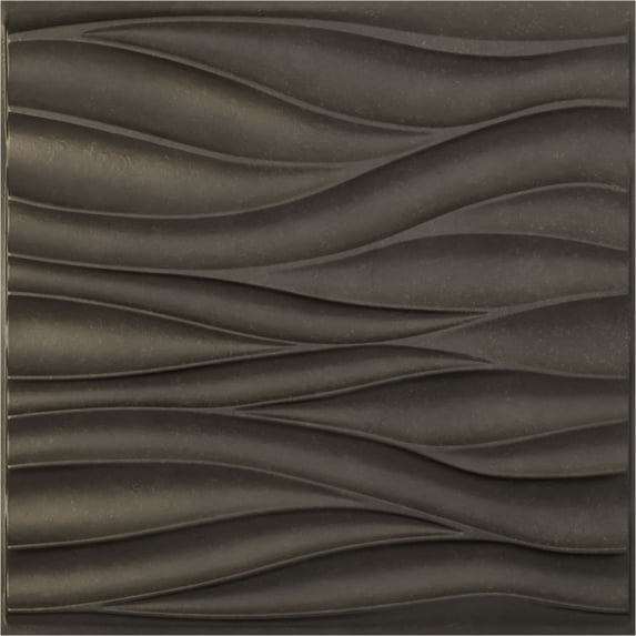Ekena Millwork 19 5/8"W x 19 5/8"H Ripple EnduraWall Decorative 3D Wall Panel, Universal Aged Metallic Weathered Steel (12-Pack for 32.04 Sq. Ft.)