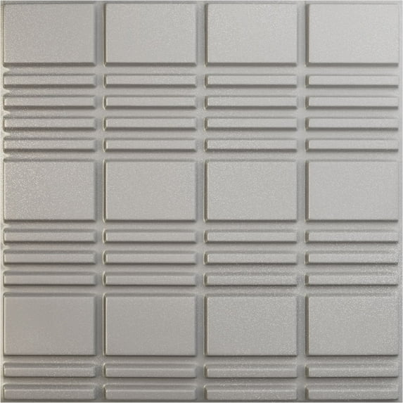 Ekena Millwork 19 5/8"W x 19 5/8"H Stacked EnduraWall Decorative 3D Wall Panel, Textured Metallic Silver (12-Pack for 32.04 Sq. Ft.)