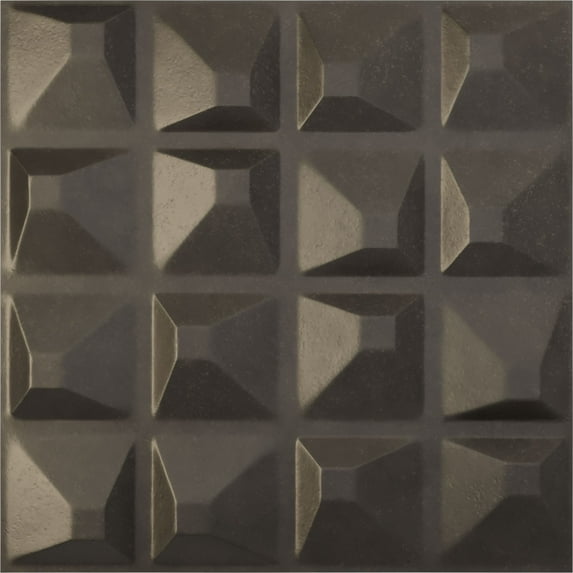 Ekena Millwork 19 5/8"W x 19 5/8"H Tristan EnduraWall Decorative 3D Wall Panel, Universal Aged Metallic Weathered Steel (Covers 2.67 Sq. Ft.)