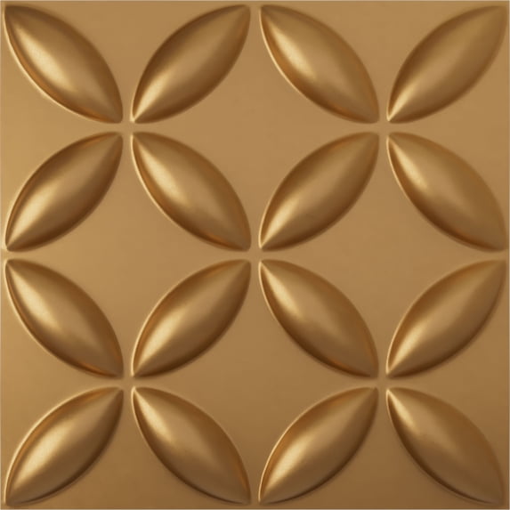 Ekena Millwork 19 5/8"W x 19 5/8"H Wallflower EnduraWall Decorative 3D Wall Panel, Bright Coat Gold (Covers 2.67 Sq. Ft.)