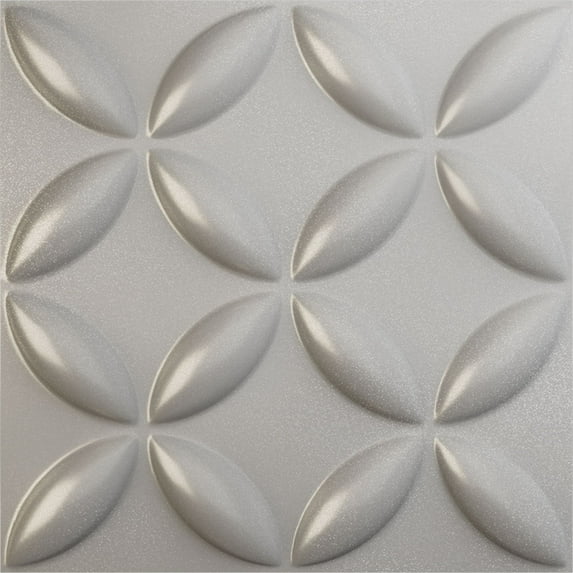 Ekena Millwork 19 5/8"W x 19 5/8"H Wallflower EnduraWall Decorative 3D Wall Panel, Textured Metallic Silver (12-Pack for 32.04 Sq. Ft.)