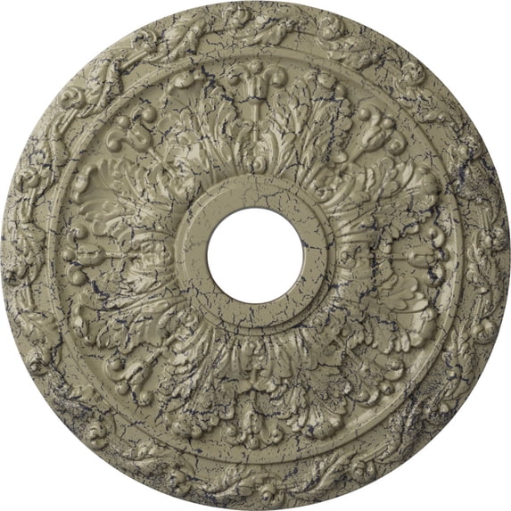 Ekena Millwork 19 7/8"OD x 3 5/8"ID x 1 1/4"P Spring Leaf Ceiling Medallion (Fits Canopies up to 5 5/8"), Hand-Painted Castle Stone Crackle