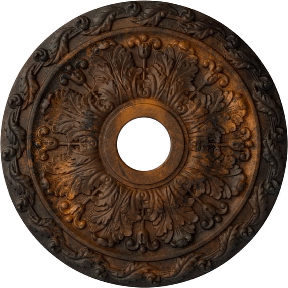 Ekena Millwork 19 7/8"OD x 3 5/8"ID x 1 1/4"P Spring Leaf Ceiling Medallion (Fits Canopies up to 5 5/8"), Hand-Painted Rust