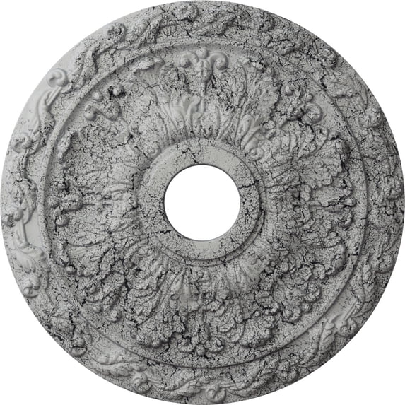 Ekena Millwork 19 7/8"OD x 3 5/8"ID x 1 1/4"P Spring Leaf Ceiling Medallion (Fits Canopies up to 5 5/8"), Hand-Painted Ultra Pure White Crackle