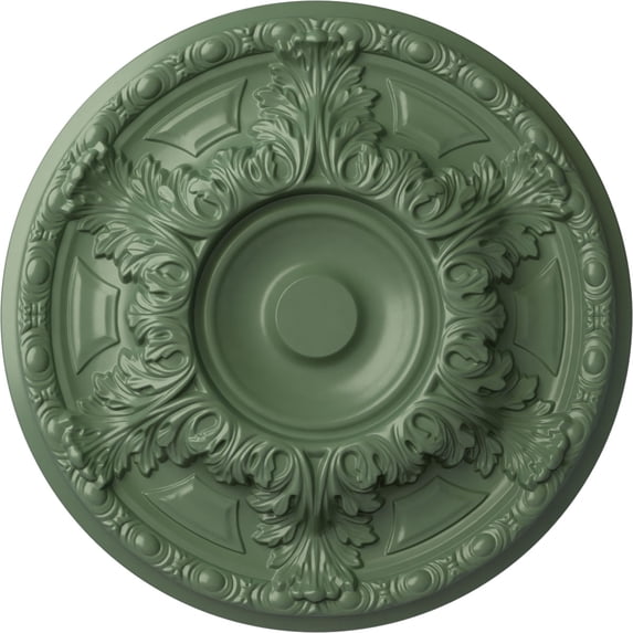Ekena Millwork 19"OD x 1 1/2"P Granada Ceiling Medallion (Fits Canopies up to 7 1/8"), Hand-Painted Athenian Green