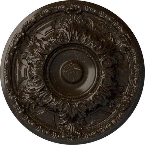 Ekena Millwork 19"OD x 1 1/2"P Granada Ceiling Medallion (Fits Canopies up to 7 1/8"), Hand-Painted Stone Hearth Crackle