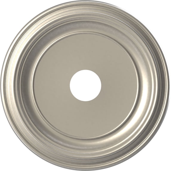 Ekena Millwork 19"OD x 3 1/2"ID x 1 1/2"P Traditional Thermoformed PVC Ceiling Medallion (Fits Canopies up to 11 1/2"), Bright Coat Aluminum