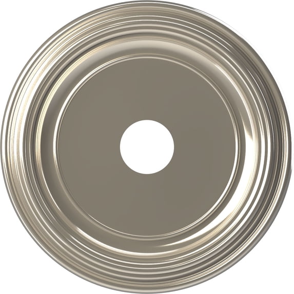Ekena Millwork 19"OD x 3 1/2"ID x 1 1/2"P Traditional Thermoformed PVC Ceiling Medallion (Fits Canopies up to 11 1/2"), Bright Coat Chrome