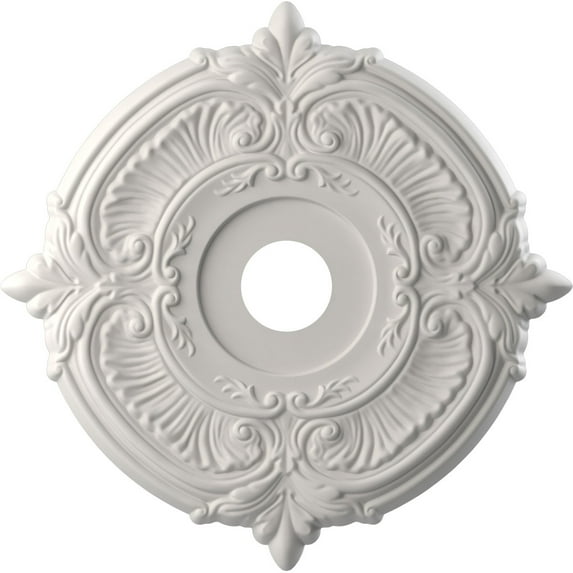 Ekena Millwork 19"OD x 3 1/2"ID x 1"P Attica Thermoformed PVC Ceiling Medallion (Fits Canopies up to 6 3/4"), UltraCover Satin Blossom White